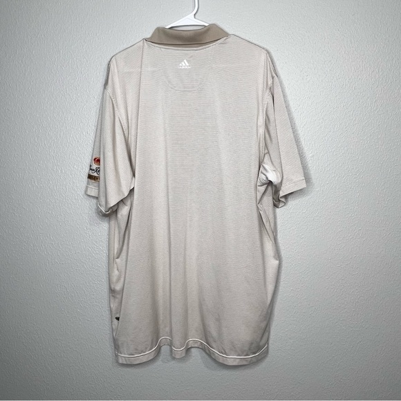Adidas Climacool Polo Shirt Crown Royal Mens XXL Beige White Stripe Short Sleeve - Picture 12 of 12